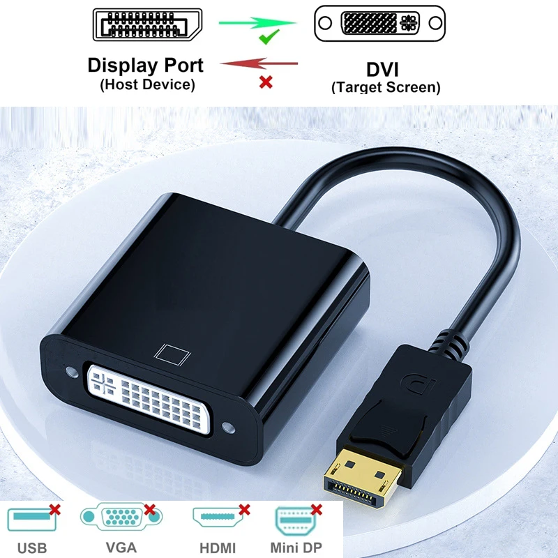 DisplayPort to DVI Cable Adapter 1080p Male to Female Converter for PC Laptop HDTV Monitor Projector DP to DVI Display Port image 2