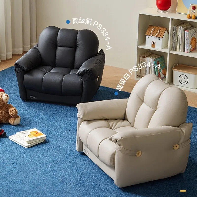 Simple leather sofa, first-layer cowhide premium sofa, living room balcony reading corner single sofa