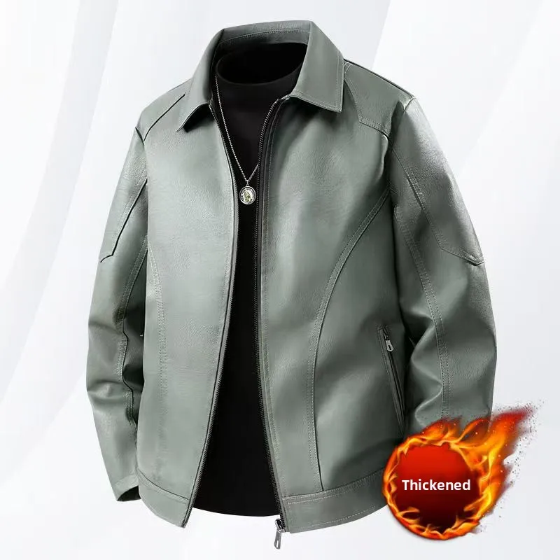 Men's Autumn Winter Windproof Breathable Soft Comfortable Oversized Casual Trendy Jacket Fashionable Short Style Retro PU Jacket