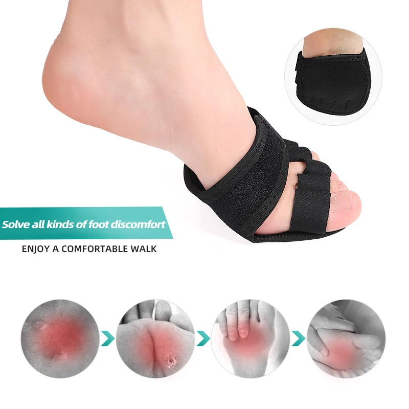 3Pairs Overlapping Toe Splitter Foot Care Tool Hallux Valgus Wear-Resistant Forefoot Pads Five-Finger Half-Palm Yoga Socks