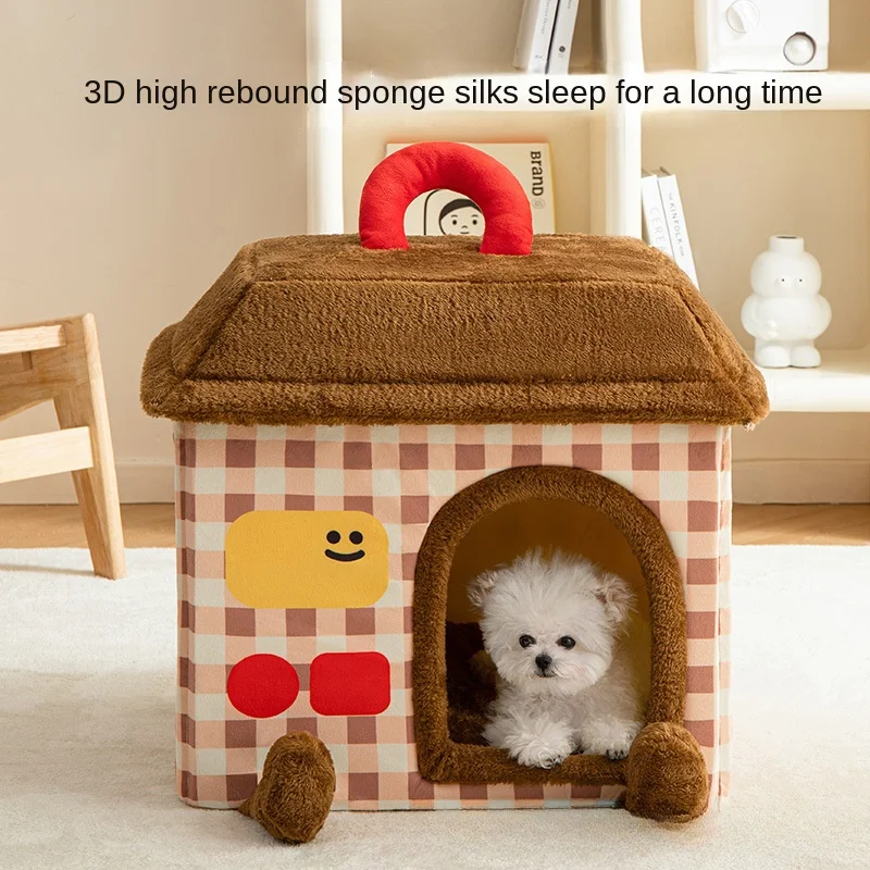 Dog Kennel Removable and Washable Closed Small and Medium-sized Dog Teddy House Cat Litter Winter Warm Pet Supplies Accessories