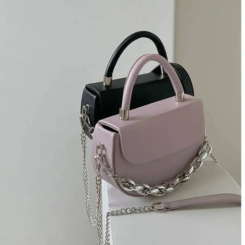 

Bloom Retro Handle Saddle Purse Women Vintage Pu Leather Chain Chic Black Messenger Bag Female Casual Crossbody Bags New