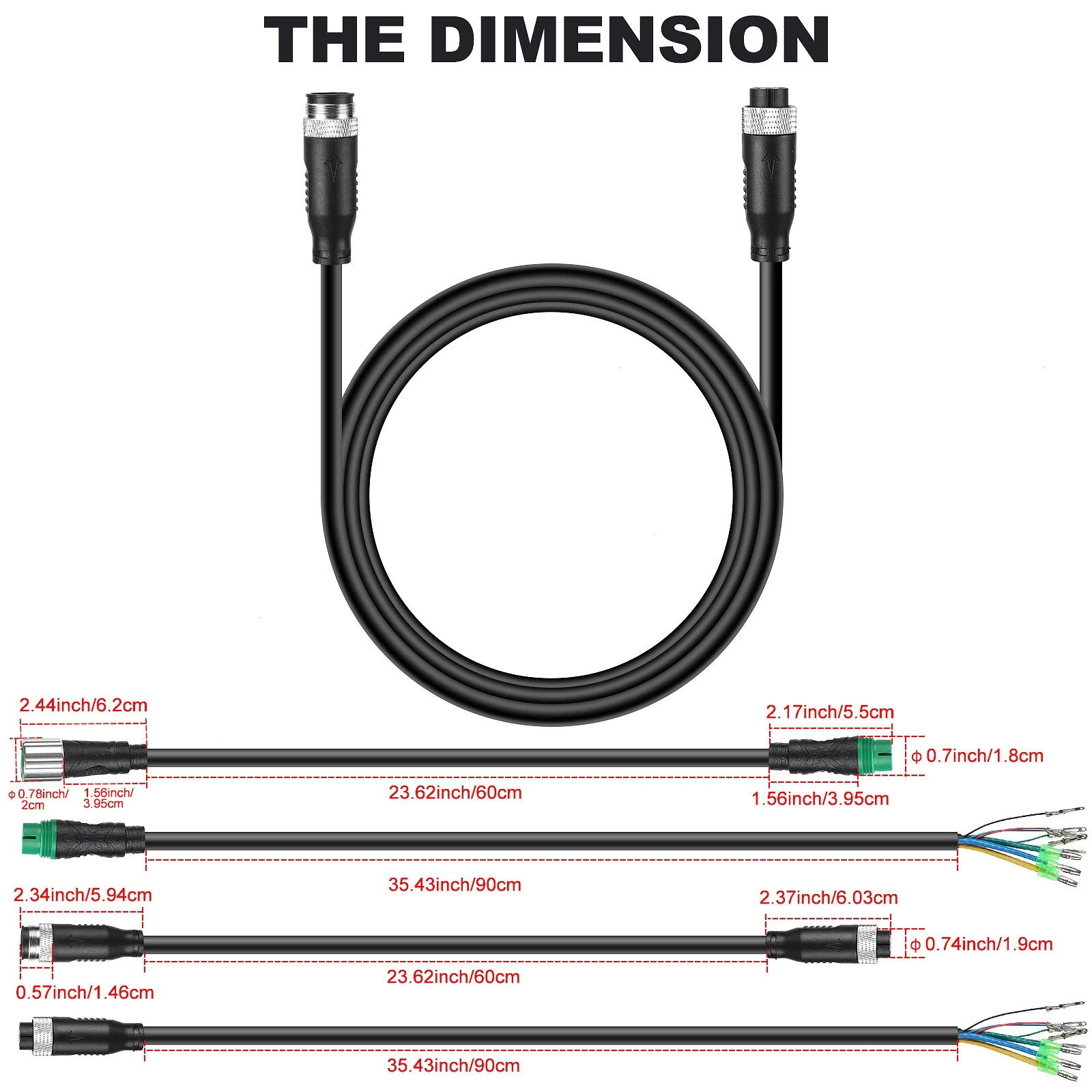 AliExpress EBIKE FAT Hub Motor Waterproof Extension Cable - Compatible with BAFANG G062 & G060 - 10PINS/11PINS - 48V 750W/1000W - 60cm/90cm