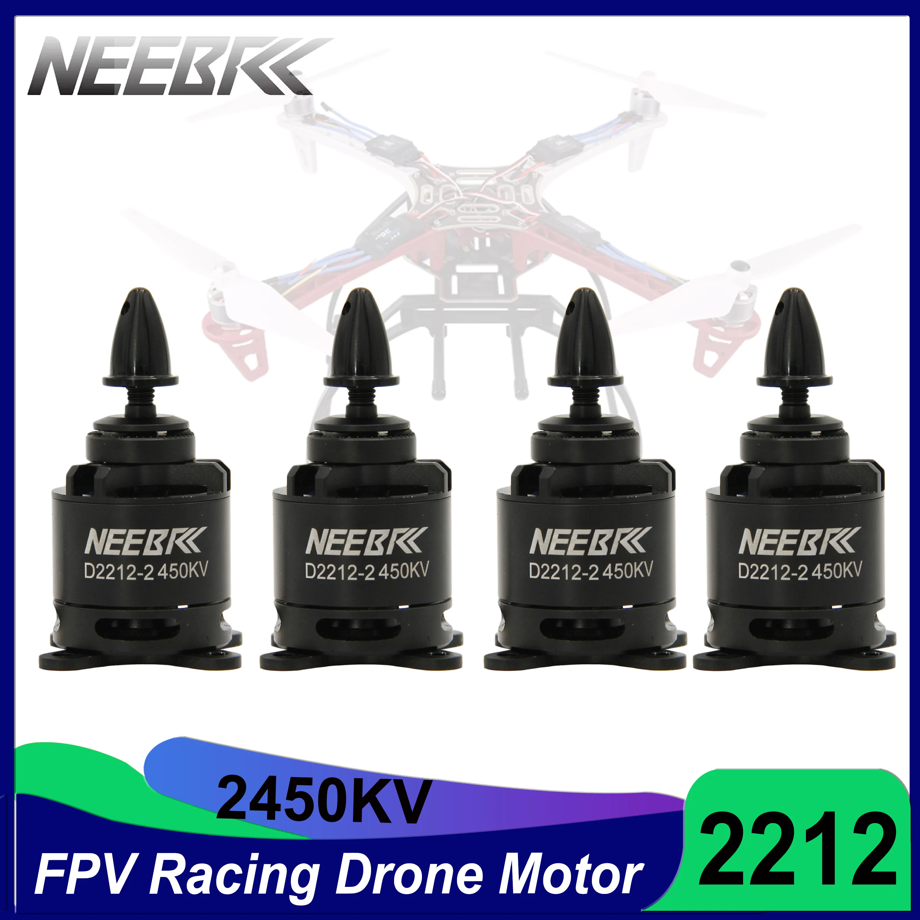 

1/4pcs NEEBRC 2212 2450KV Brushless Motor 2-3S for FPV Racing Drone RC Plane Fixed-Wing Aircraft Multicopter 6040 Propeller