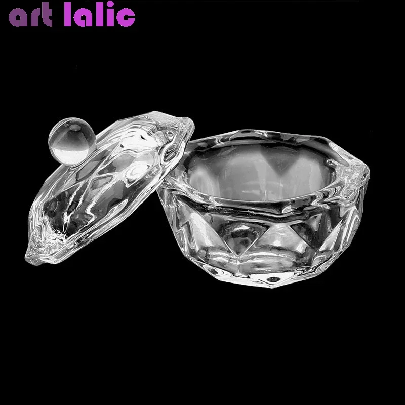 

Crystal Cup Lid Glass Nail Art Dappen Dish for Acrylic Liquid Makeup Powder, Styling Tool Equipment, Beauty and Health