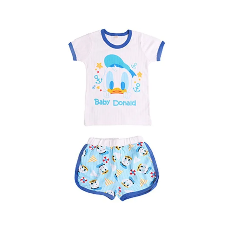 T-shirt et objectifs College de dessin animé Disney pour enfants, ensemble 2 pièces, vêtements de maison mignons, pur coton, mode d'été, 2025