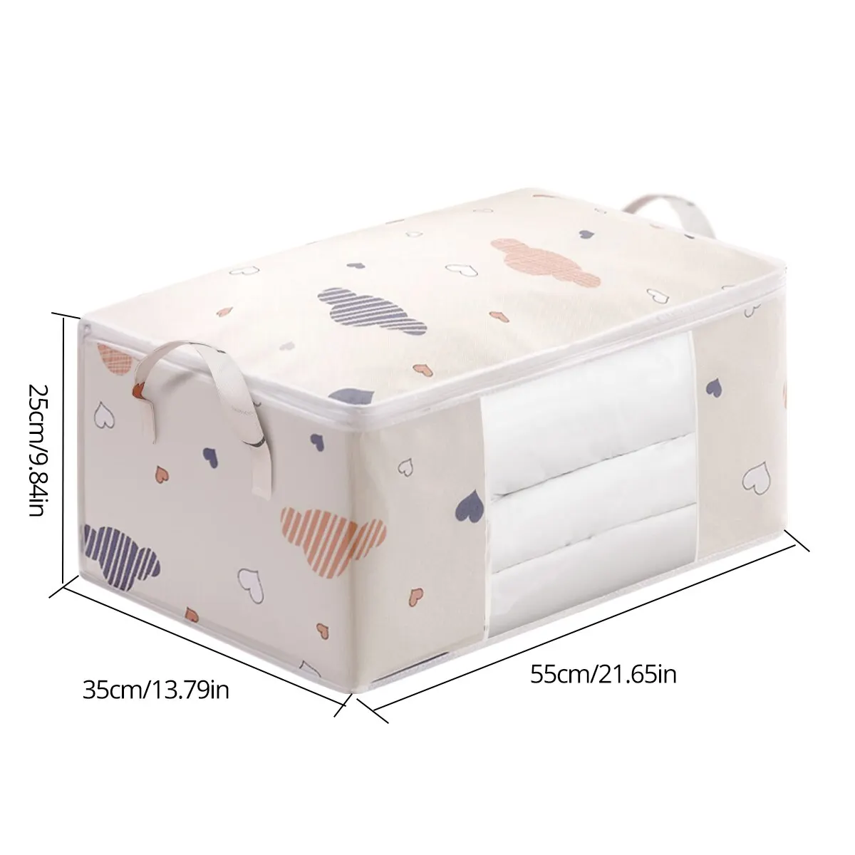 Sac de rangement pour vêtements de grande capacité, évalué avec poignée renforcée, adapté aux couvertures, literie pliable avec fermeture éclair robuste