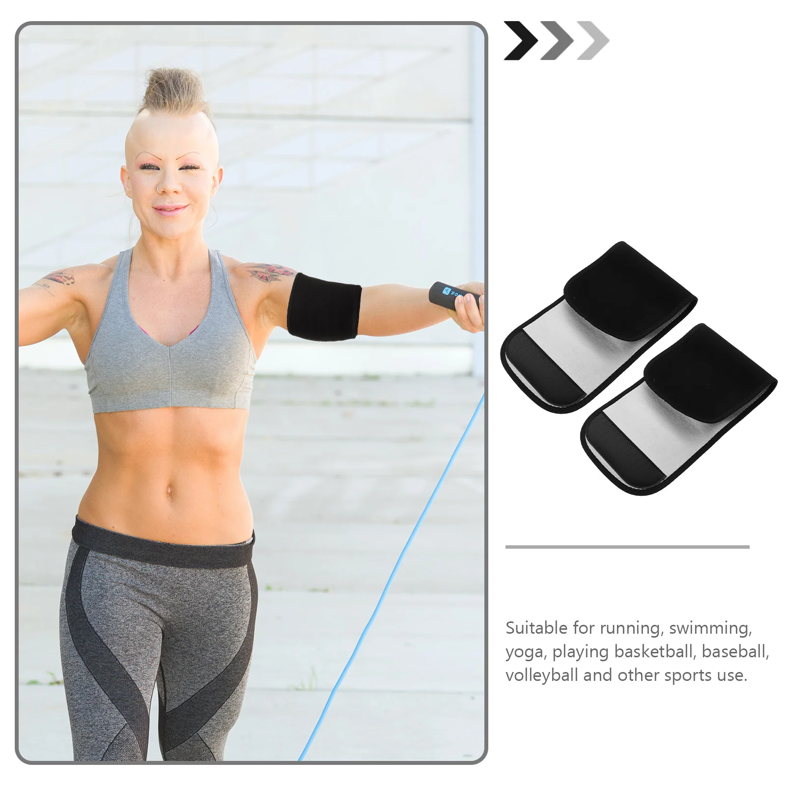 2 قطعة الأكمام المدرب قابل للتعديل للرياضة النيوبرين العصابات العرق الذراع التخسيس العصابات ضغط واقي للذراع اللياقة البدنية شارات #4
