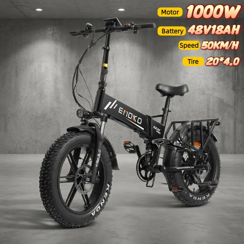 Electric Bike EC20 1000W Motor 48V18AH Battery Hydraulic Brake Mountain E-Bike 20 Inch Tire All-Terrain Off-Road Electric Bicycl image 1