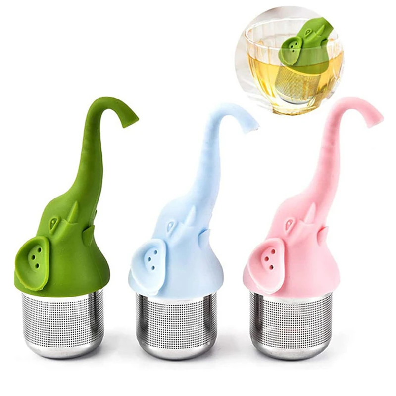 Stainless Steel Creative Elephant Tea Infuser Silicone Coffee Cha Herbal Strainer Kitchen Coffeeware Teaware Sieve For Spice