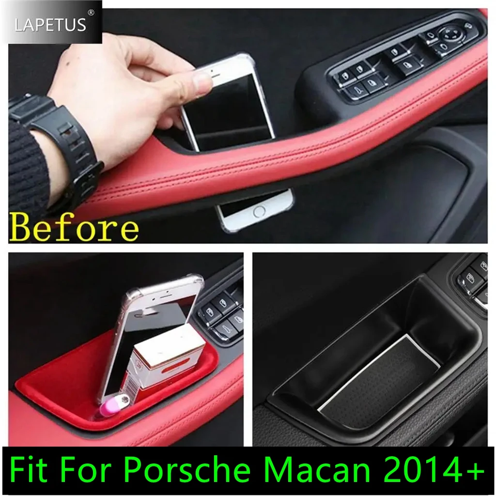 Fit For Porsche Macan 2014 - 2023 Inner Door Handle Armrest Container Holder Tray Storage Box Organizer Accessories Car Styling