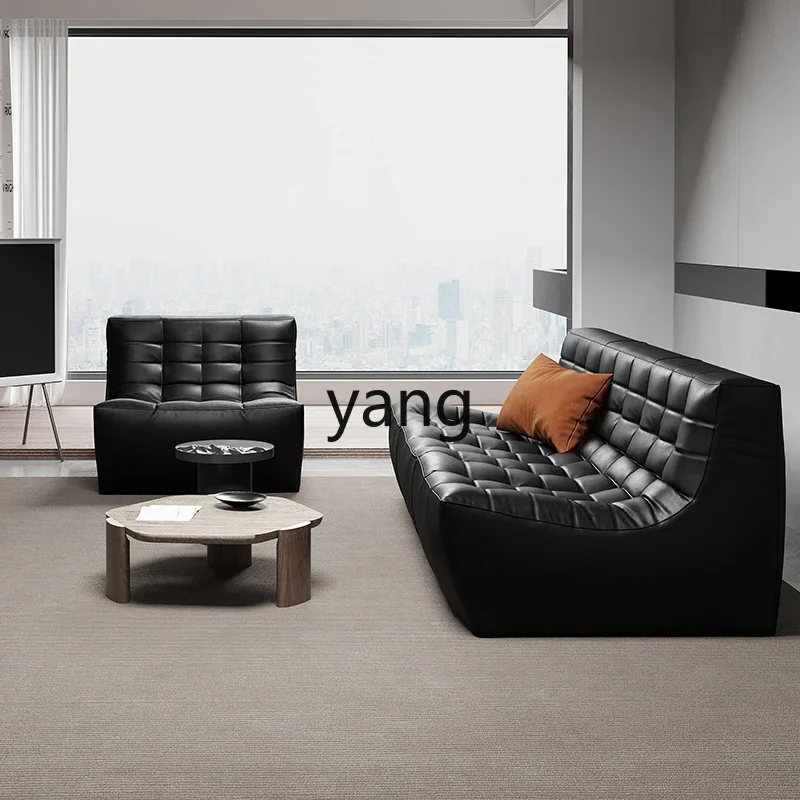 أريكة LTT الرجعية من جلد البقر من الطبقة الأولى لغرفة المعيشة وبساطة حديثة #4