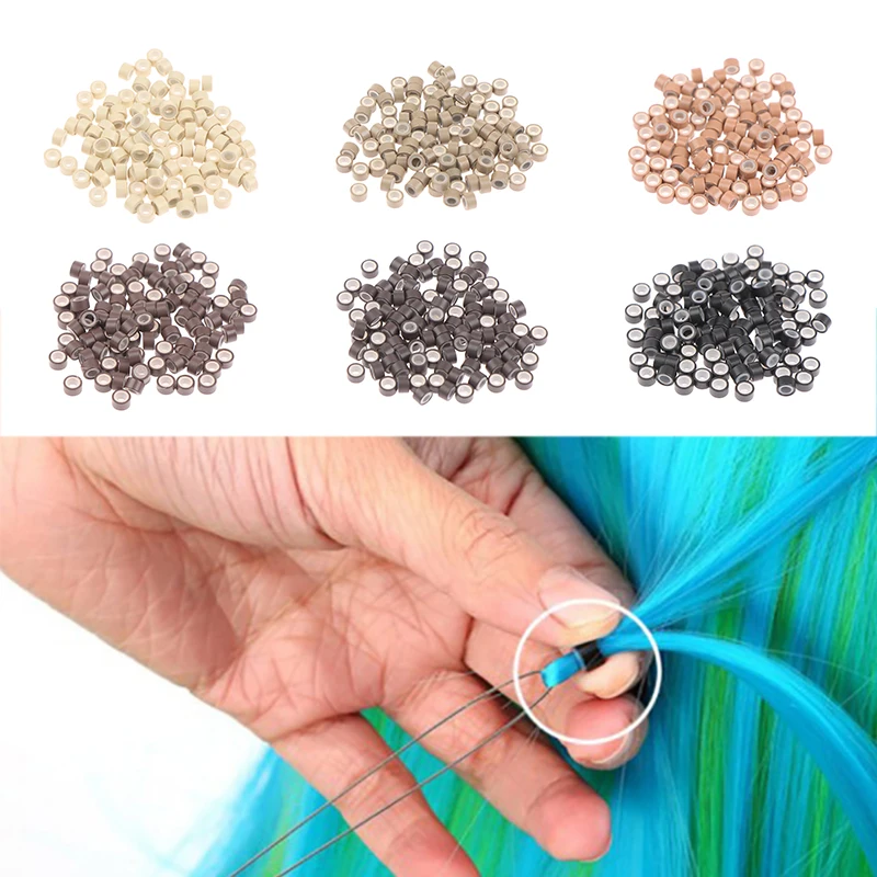 100Pcs Silicone Nano Rings For Nano Rings Copper With Silicone Lined Hair Beads Hair Rings Hair Extension Tools 5.0*3.0*3.0mm