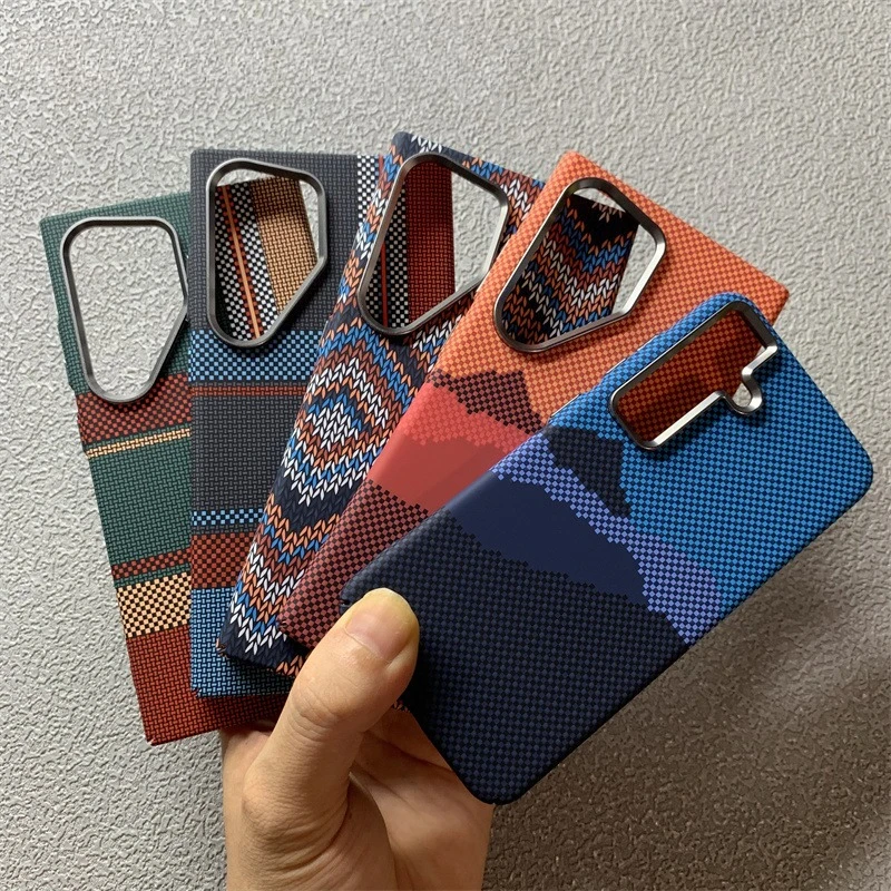 

Чехол Magsafe с углеродной рельефной цветной текстурой для Samsung Galaxy S25 S24 Ultra S23, модный металлический объектив, жесткий чехол для ПК с беспроводной зарядкой