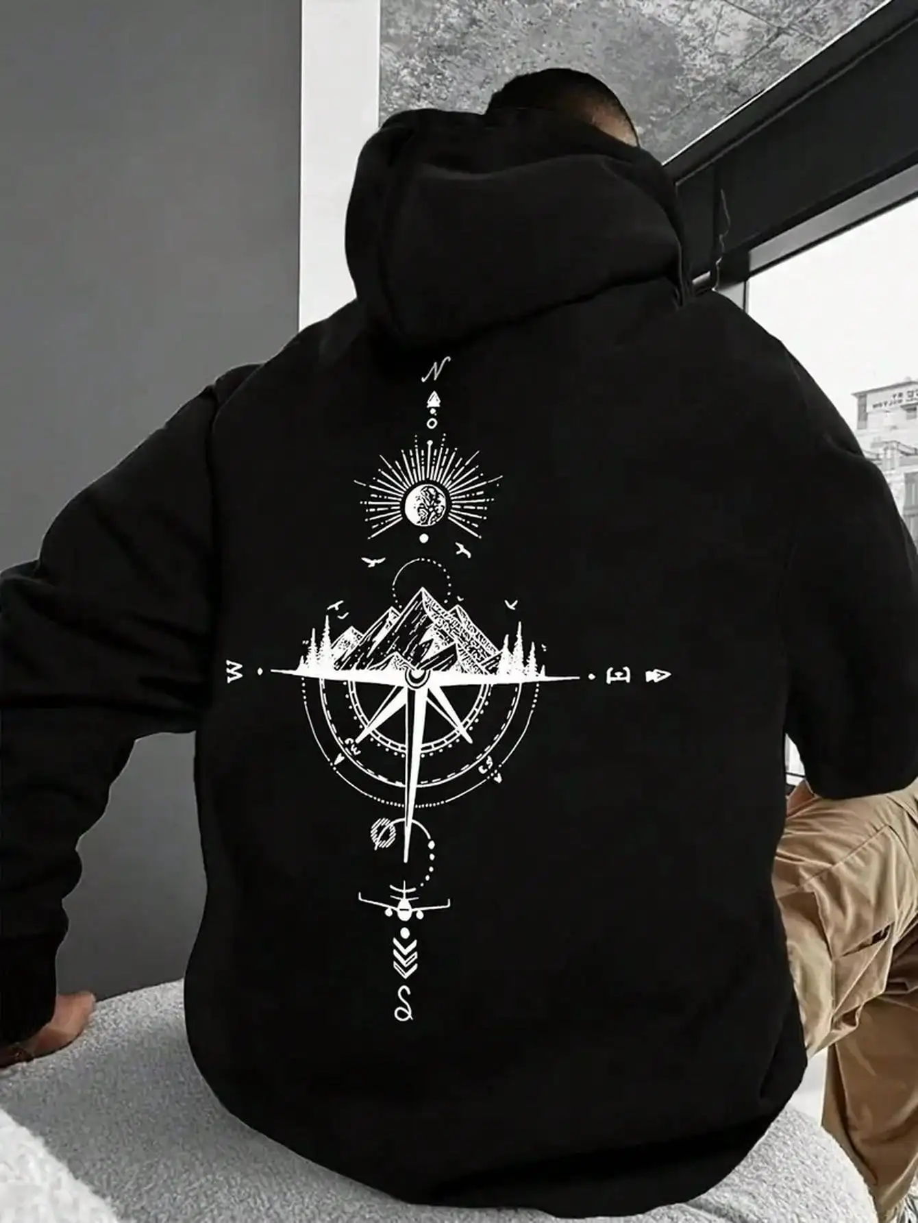 Adventure - Themed Compass Print Hoodie