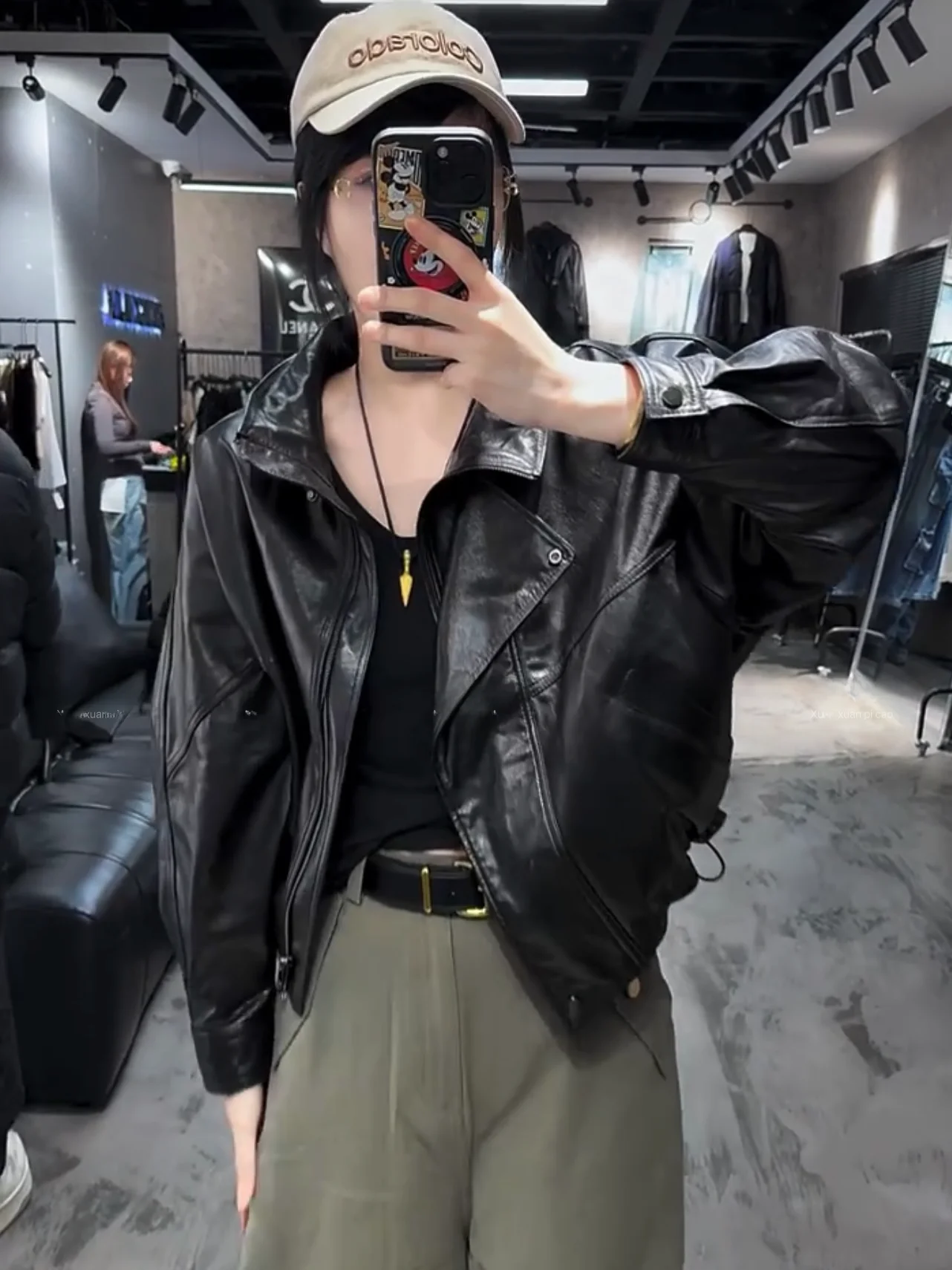 

Ning 2026 New Sle Women's Leather Jaet eepskin Genuine Leather Coat Luxury Sensation Slim Fit Long Sve Zipper