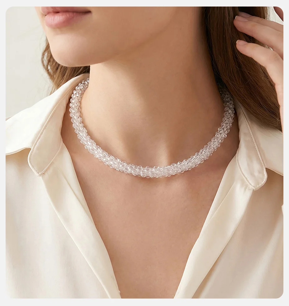 VNOX Übertriebene Retro-Halsketten mit gewebten Perlen für Frauen, handgefertigte schwarz-weiß-rote Kristallperlen-Halskette, böhmischer Schmuck – Detail 6