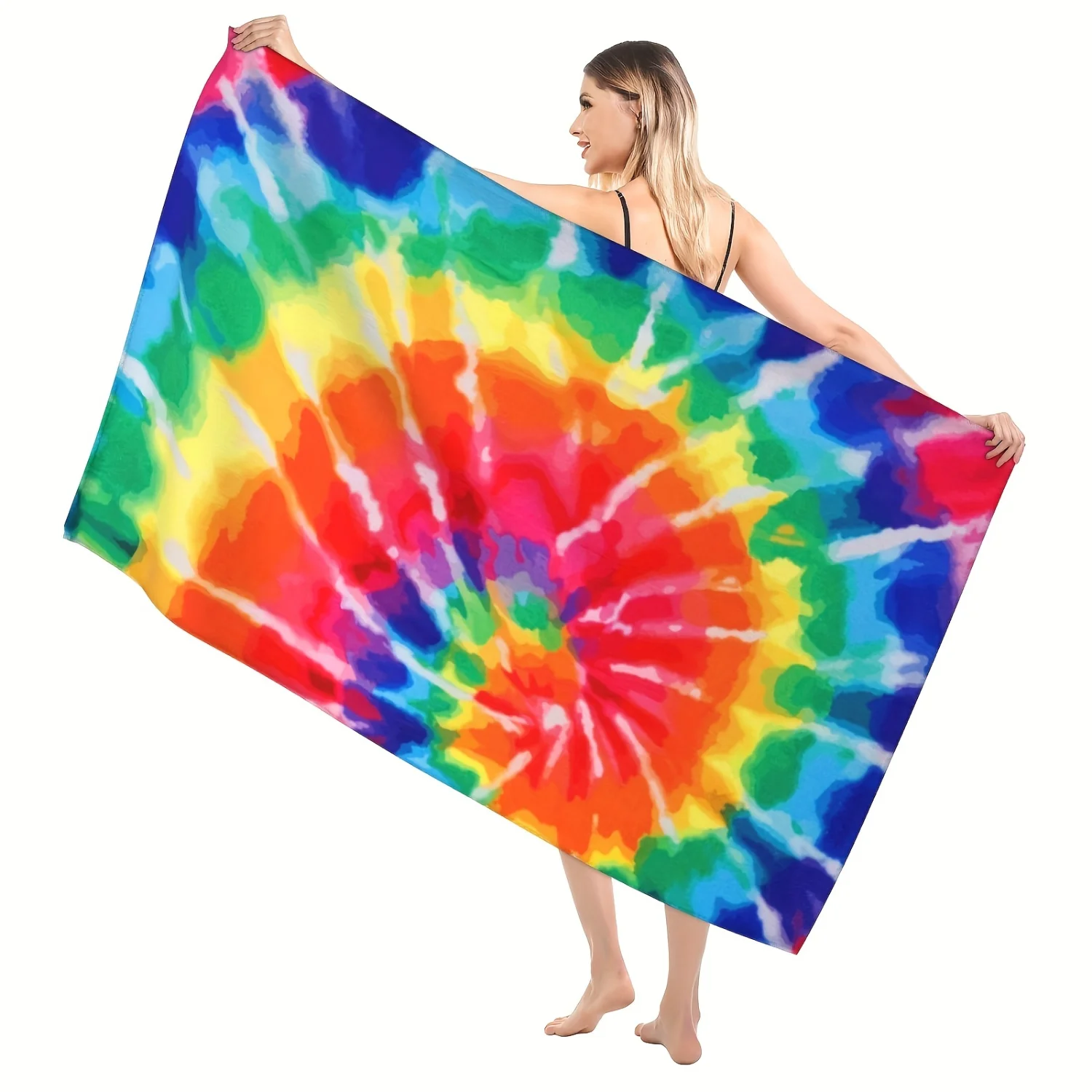 

1pc Tie-dye Beach Towel - Highly Absorbent & Rapidly Drying, Featherweight & Luxuriously Soft - Ideal Beach Blanket for Sun-soak