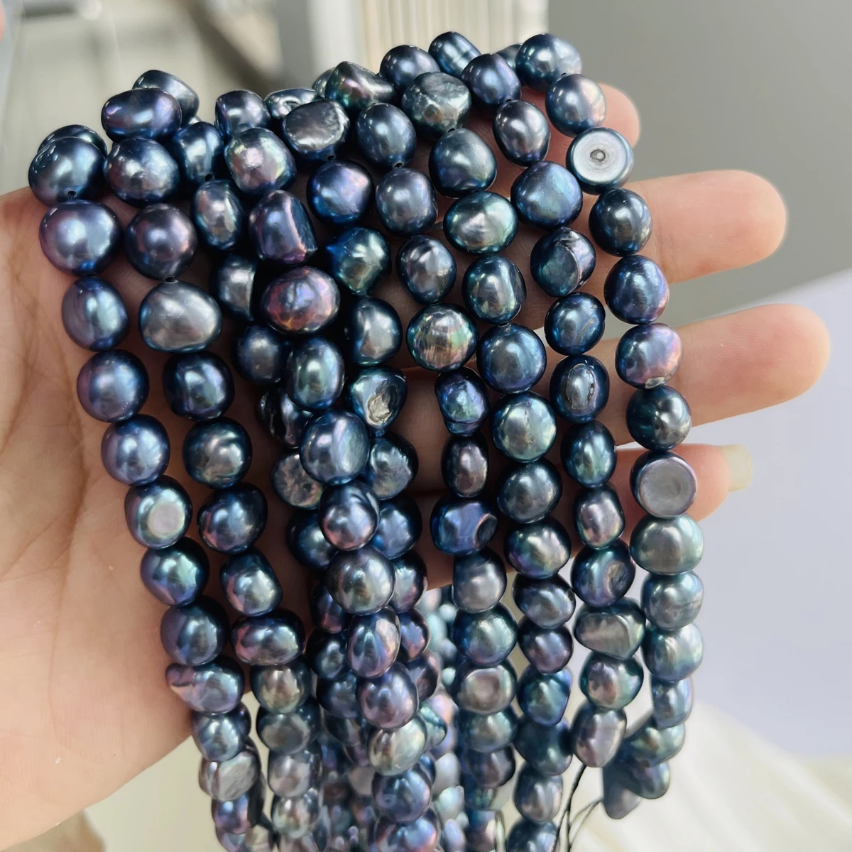 8-9mm AAA Schillernde Natürliche Süßwasser Perle Blau Lila Unregelmäßige Spacer Perlen Schmuck Machen DIY Halskette Armband Frauen hochzeit