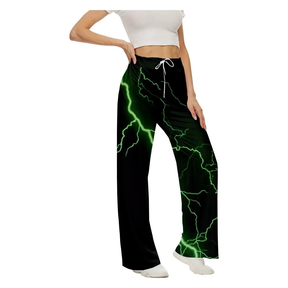 

Spring 2022 SOJINM Women Green Print Wide Leg Pants Women Baggy Sweatpants Joggers Bottoms Streetwear Casual Trousers 2XL