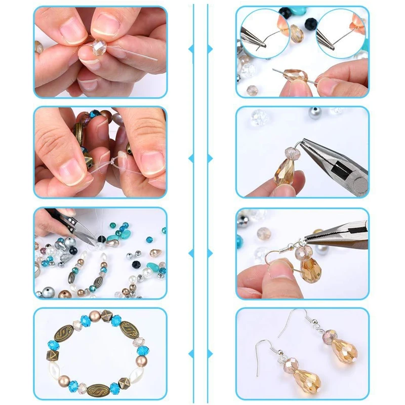 Jewelry Making Supplies DIY with Beads Findings Jewellery Pliers Beading Wire for Necklace Bracelet Earrings