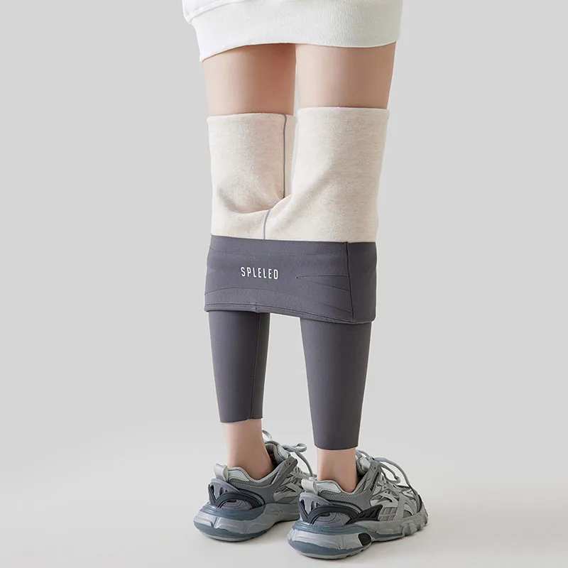 Leggings in pelle di squalo a vita alta alla moda per donna Leggings elastici sottili per fitness Yoga Autunno Inverno Addensare leggings caldi in velluto