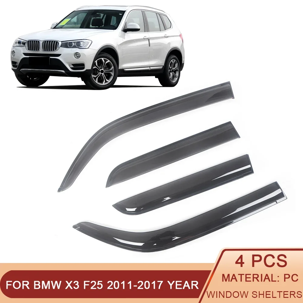 

For BMW X3 F25 2011-2017 Auto Side Window Wind Deflectors Visors Black Rain Guard Door Visor Vent Shades Dark Smoke Ventvisor