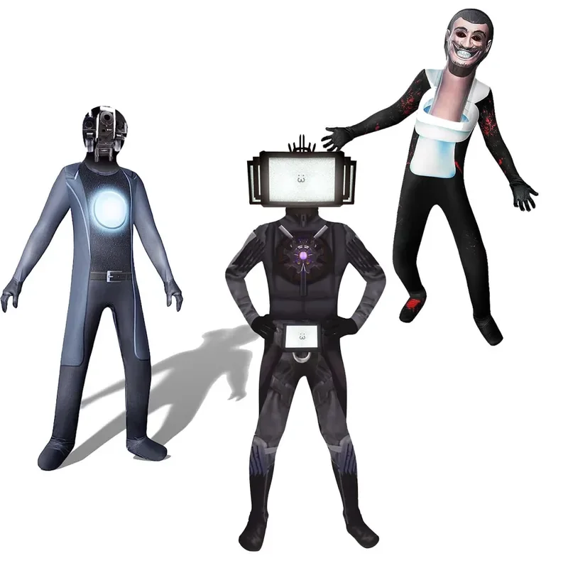 الدب البيت Skidibi المرحاض الاطفال تأثيري حلي الصبي تمويه المتحدث Tvman حللا + قناع فستان الهالوين حتى الطفل 2025 PPT01..