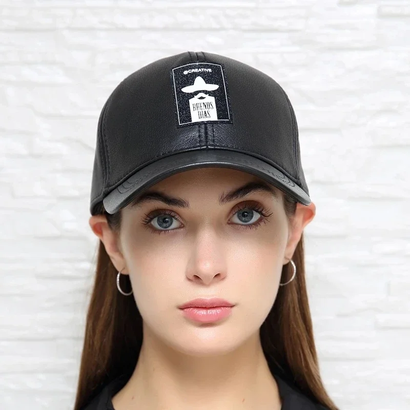 Novelty Leather Baseball Caps For Women Men Soft Lambskin Outdoor Leisure Duck Tongue Gorra Korean Youth Sun Snapback Dad Hats