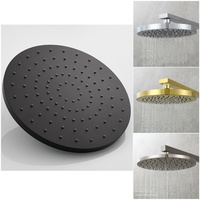 8/10 Inch Ceiling Shower Head Rainfall Jet ABS Plastic Round Bath Hydromassage Bathroom Toilet Accessories Black Chrome Set