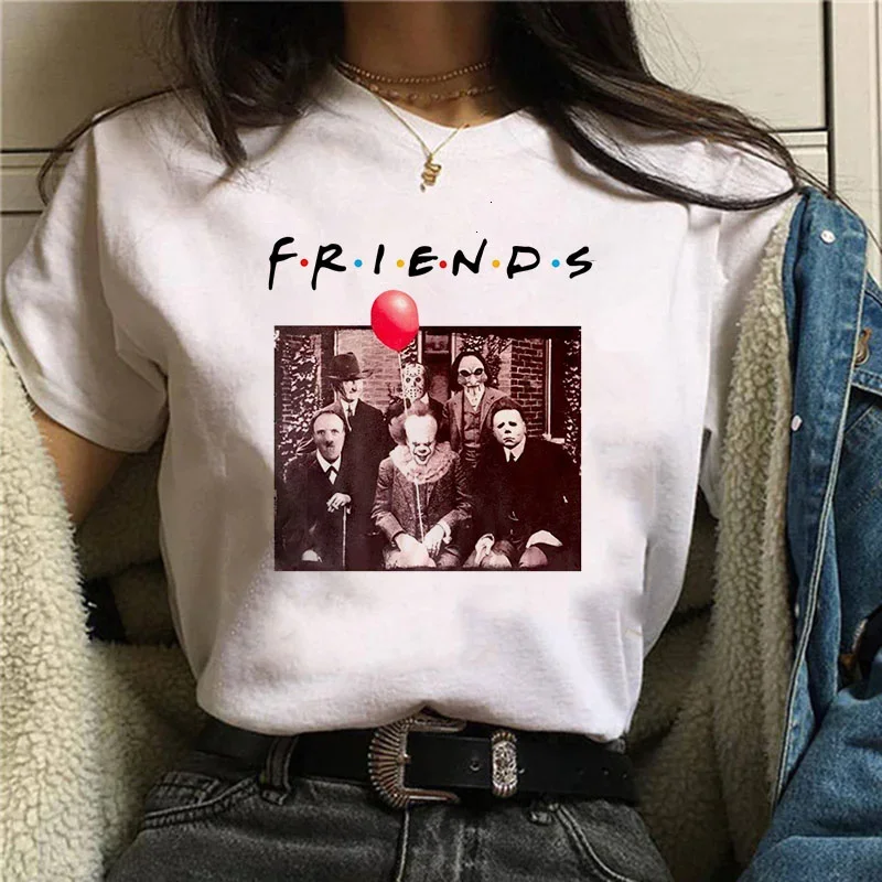 2021 Horror Friends Pennywise Michael Myers Jason Voorhees Halloween Women T-Shirt Top Ouija T Shirt Camiseta Female Shirt