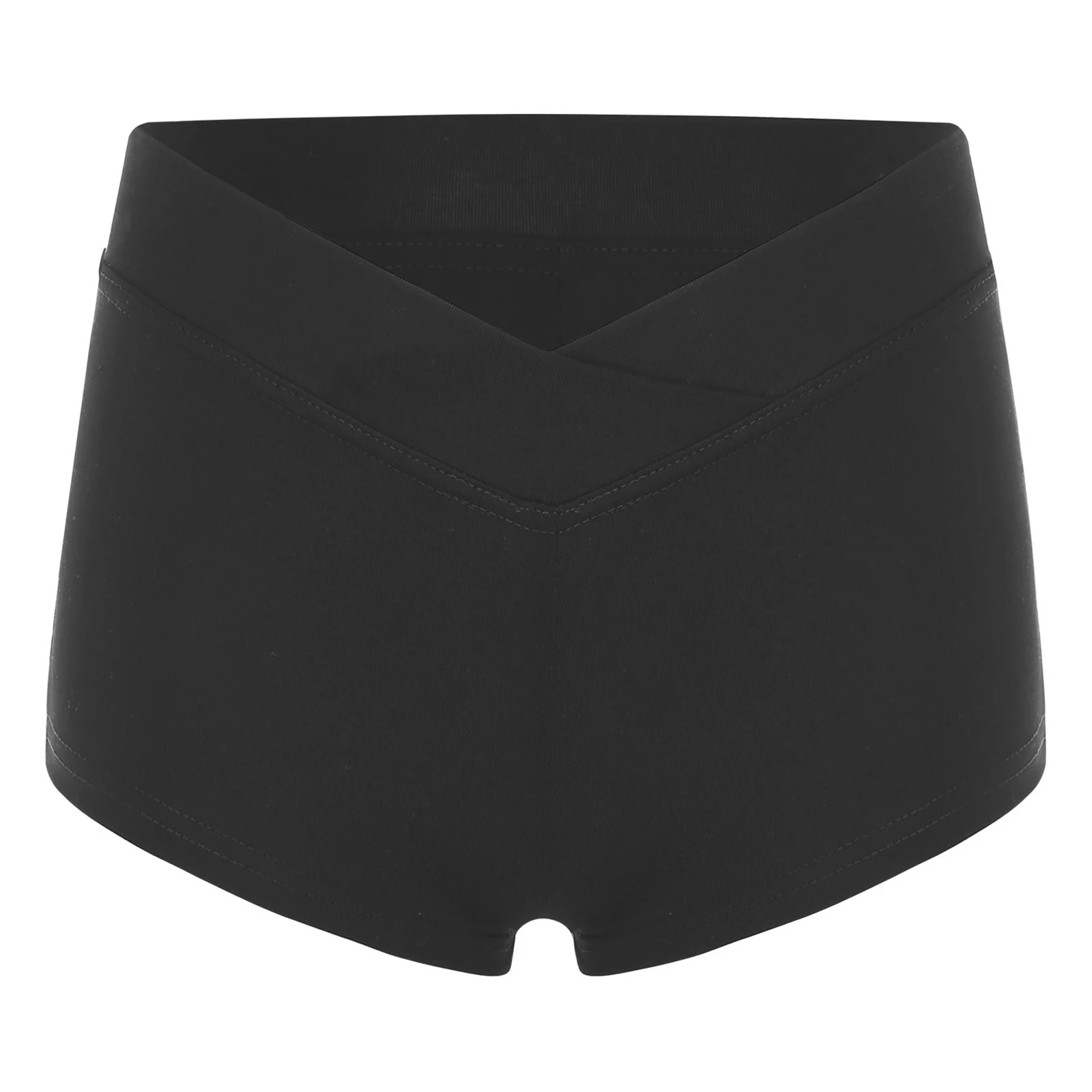 Womens Dance Shorts Front V-Shaped Crossing Waist Boxer Shorts Short Trousers for Ballet Dance Fitness Yoga Workout Dance Class