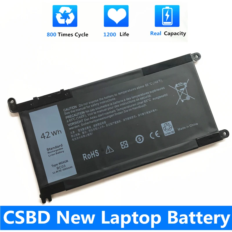 

CSBD WDX0R 3CRH3 Battery For Dell Inspiron 13 5000 5368 5378 7368 7378 14 7000 7560 7460 5468 15 7560 5538 5567 P61F T2JX4 WDXOR