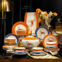 Guests Party Luxury Tableware Home Dinner Wedding Fine Dishes Sets Catering Supplies Vajillas Para Cocina Dinnerware Sets Plate