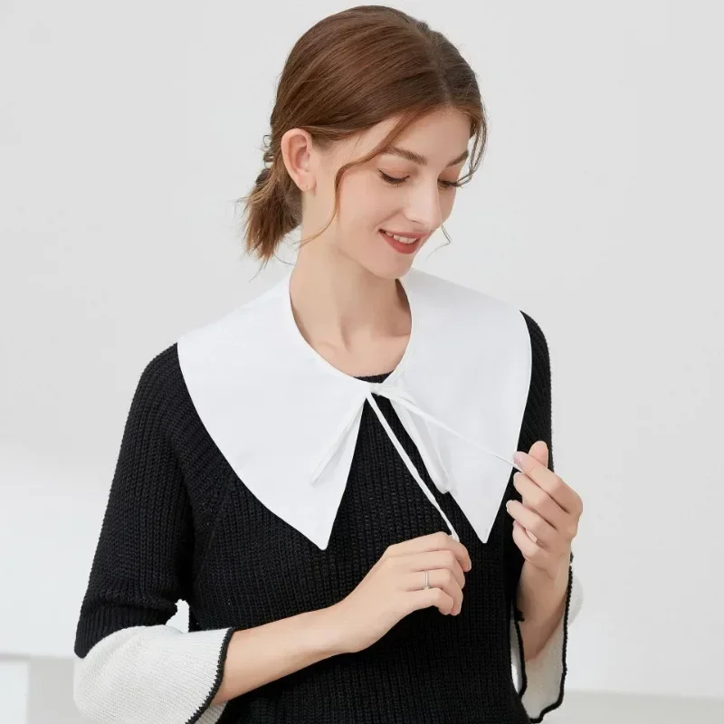 Color sólido, cuello falso de punta grande, hombros descubiertos para mujer, camisa, cuello desmontable, chal pequeño, ropa, cuello falso, capa pequeña