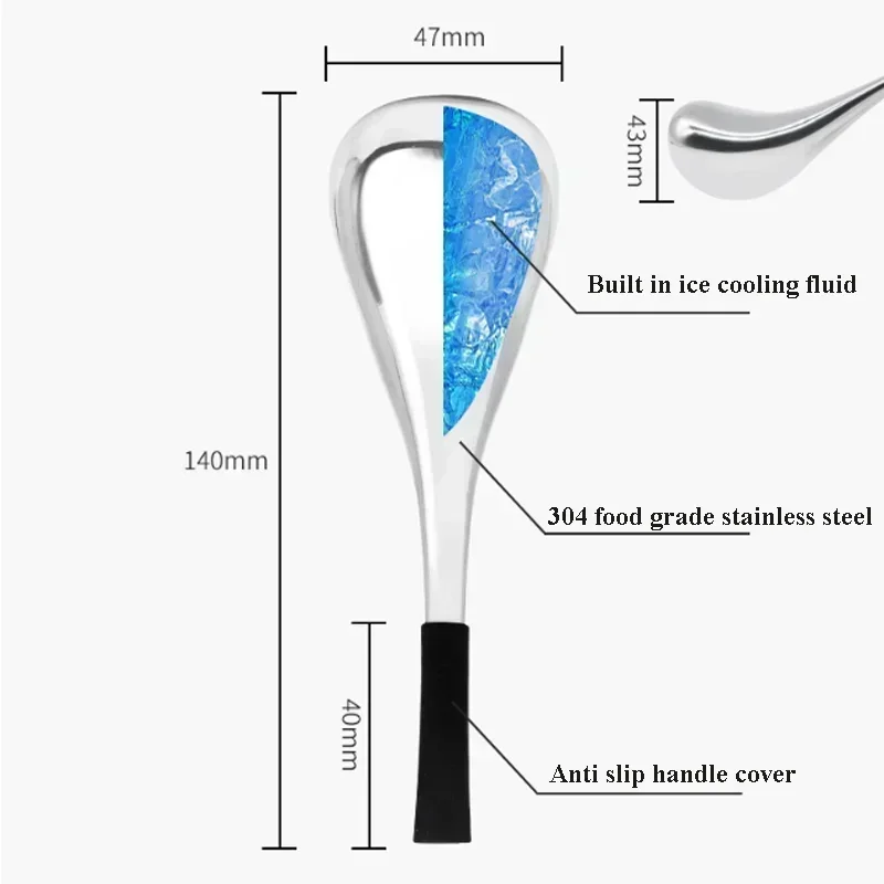 아이스 글로브 스푼 마사지기, 얼굴 피부 관리 동결 도구, 스테인레스 스틸 얼굴 미용, 냉동 롤러, 냉각 마사지 스파 볼, 2 개
