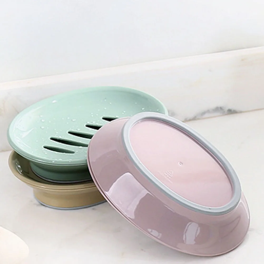 

3pcs Oval Non-Toxic Drain Design Tray Case Holder For Bathroom Shower Kitchen Soap Dish Box Sink Soap Box Case