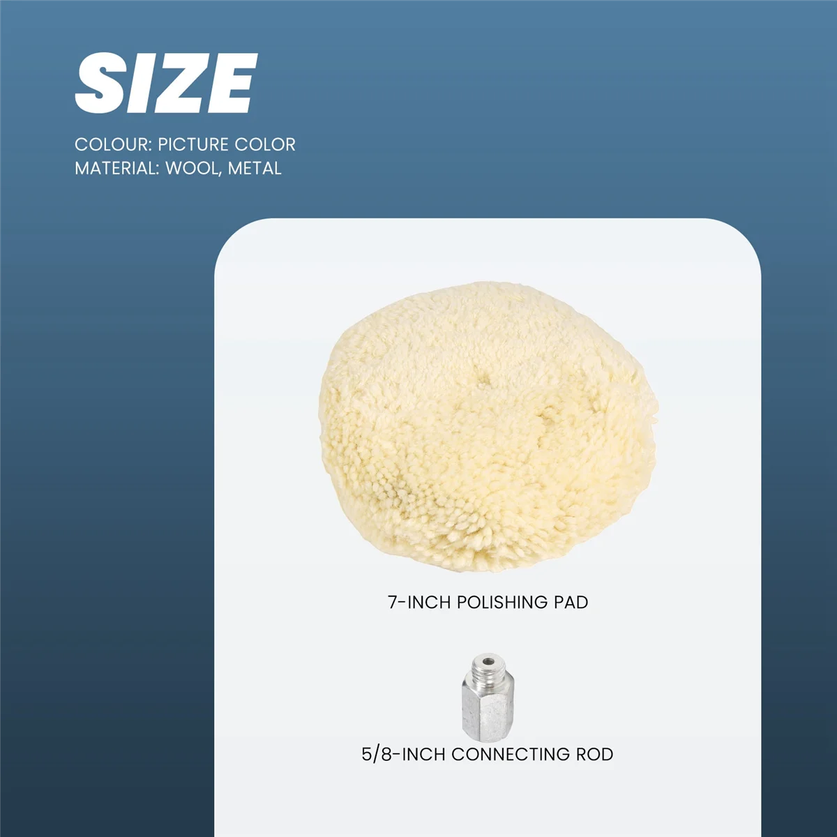 Almofada de polimento de lã dupla face de 7 polegadas com lã de parafuso de 5/8 polegadas (pacote com 1)