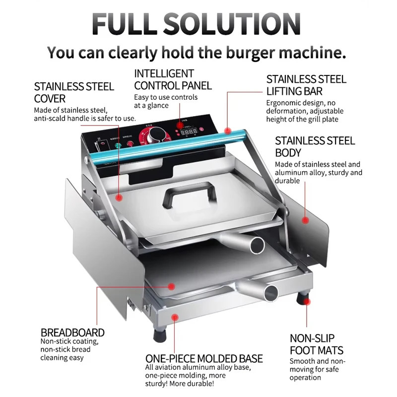 PBOBP Hamburger Machine Commercial Small Automatic Double-layer Baking Machine Heating Hamburger Furnace Machinery And Equipment