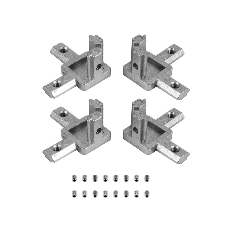 A47U 4Pc 2020 Series 3 Way End Corner Bracket Connector for European Standard 6mm T Slot 20 x 20mm Aluminum Extrusion Profile