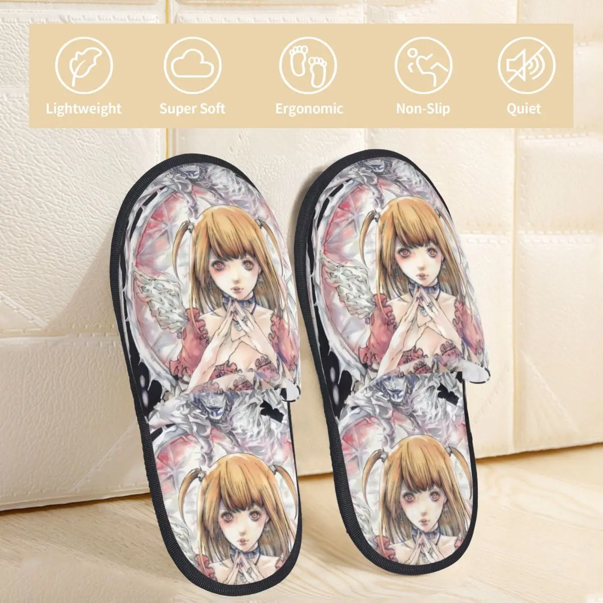 Death Note Misa Amane Winter Slippers Living Room Anime Manga Cozy Memory Foam Slippers Non-slip