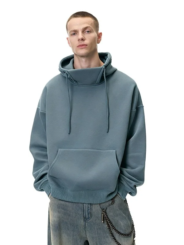 

Мужская ветрозащитная толстовка с капюшоном и высоким воротником American Style, на флисовой подкладке, из полиэстера, для весны и осени, новинка, повседневная