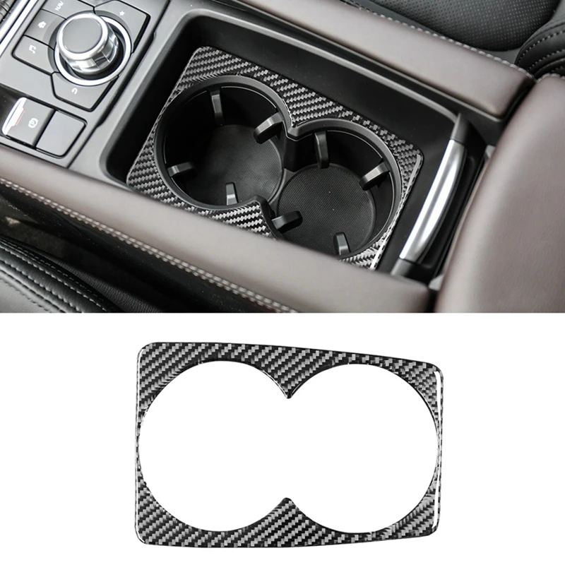 Cup Holder Frame Panel Trim Decoration Soft Carbon Fiber For Mazda 3 Axela 2017 2018 Accessories