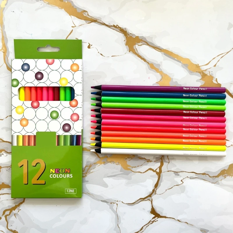 12 matite colorate da disegno in legno Matite colorate per bambini Libro da colorare per adulti K1KF