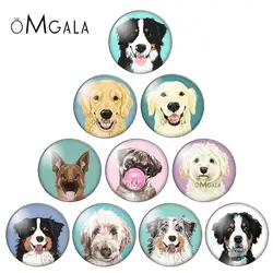 Lovely dogs cartoon dogs 10pcs mixed 12mm/18mm/20mm/25mm Round photo glass cabochon demo flat back Making findings