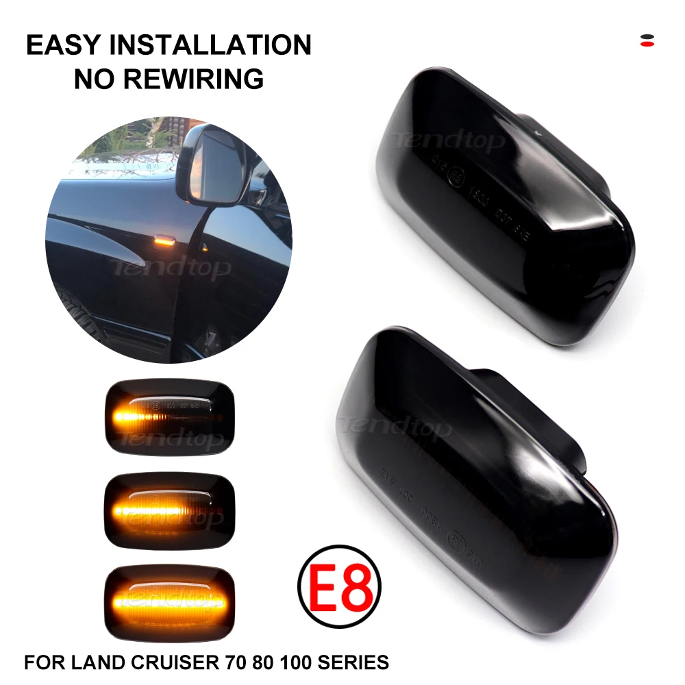 Dynamic LED Side Marker Lights Turn Signal Lamp For Toyota Land Cruiser 70 80 100 Series LX470 Hilux Turn Light Repeater