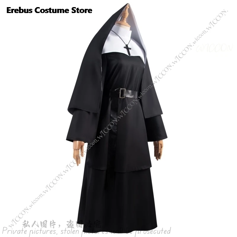 Ghost Nun Halloween Costume Horror Movie Cosplay Mask Woman Disguise Bloody Mouth Scream Horror Halloween Party Ghost Nun Dress