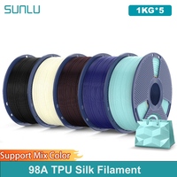 SUNLU 5KG TPU Silk Filament 1.75mm 1kg Spool Flexible Shiny Silk Smooth Surface Filament for FDM 3D Printer,98A TPU-SILK