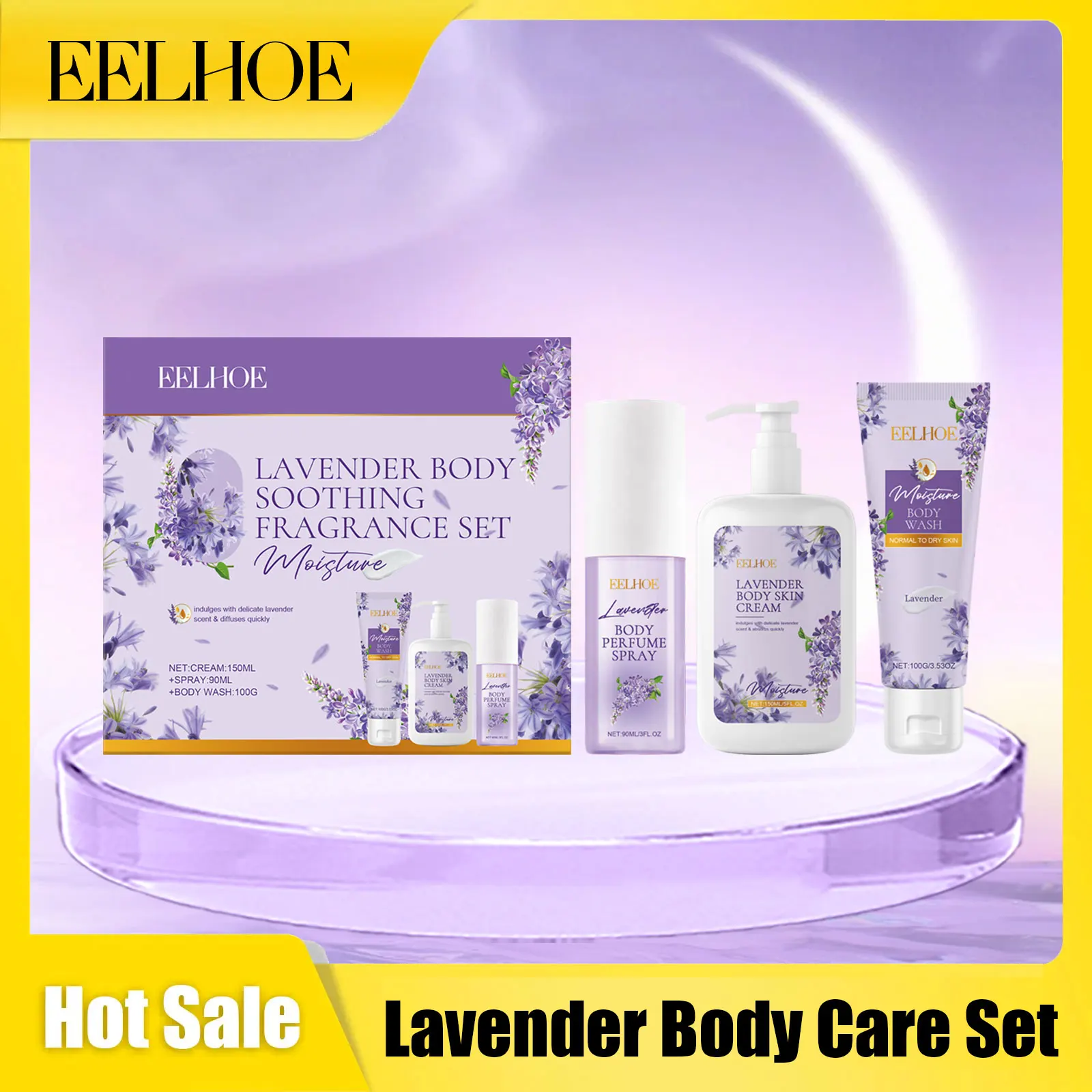 

Набор для ухода за телом Eelhoe Lavender, сохраняет освежение, стойкий аромат, глубокая очистка, уменьшает сухость, удаление отшелушивания кожи, увлажняющий продукт