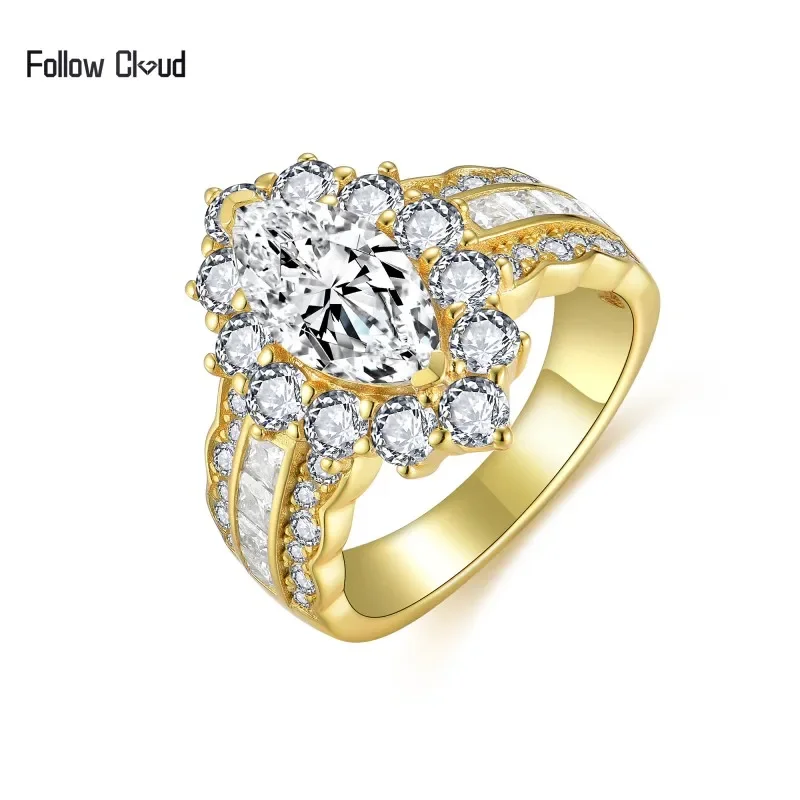 

Follow Cloud 6*12mm 2ct Marquise Cut Moissanite Engagement Rings for Women 925 Sterling Silver Diamond Wedding Band with GRA